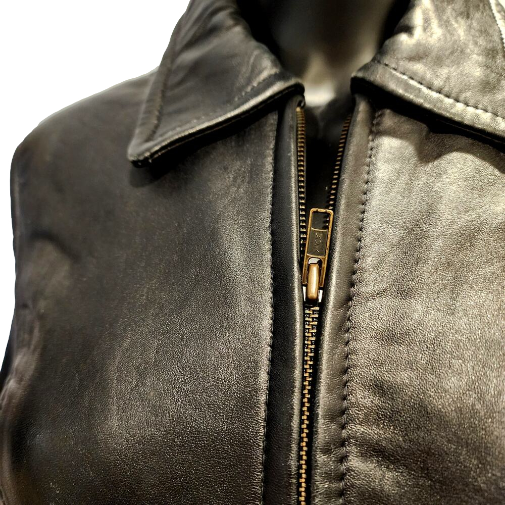 PETITE SOPHISTICATE WOMEN'S GENUINE LAMB LEATHER WING COLLAR ZIP JACKET - Picture 4 of 16